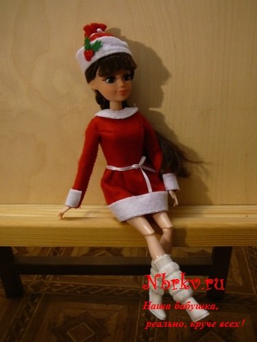 Новогодний костюм для куклы Эбби из фетра