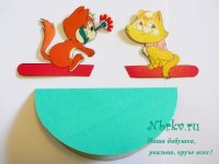 Игрушка-качалка "Кошки на качелях". Поделка из бумаги ко дню Святого Валентина