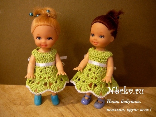 Платье для куклы Келли. Вязание крючком